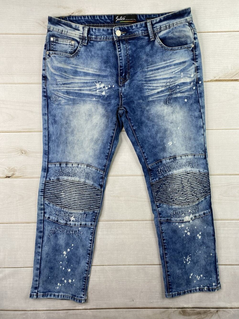 Switch Remarkable Jeans Mens 36x30 Denim Distressed Paint Splatter Stretch
